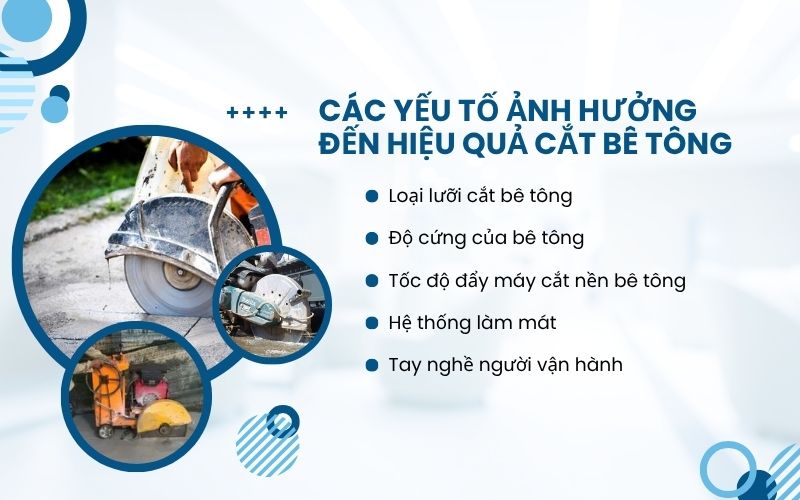 Các yếu tố ảnh hưởng đến hiệu quả cắt bê tông