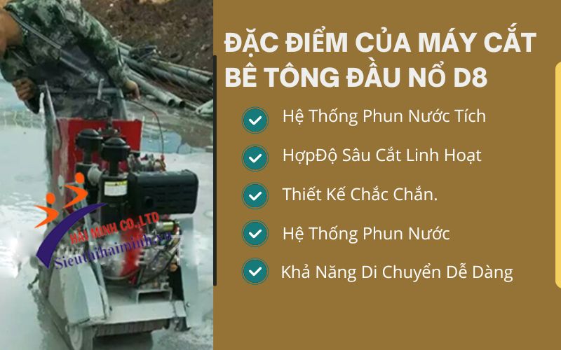 Đặc điểm của máy cắt đường bê tông đầu nổ D8 NEW