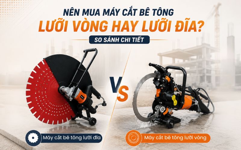 Nên mua máy cắt bê tông lưỡi vòng hay lưỡi đĩa? 
