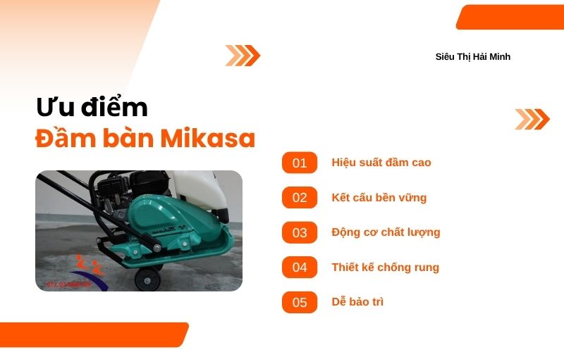 5 Ưu điểm nổi trội của máy đầm bàn Mikasa