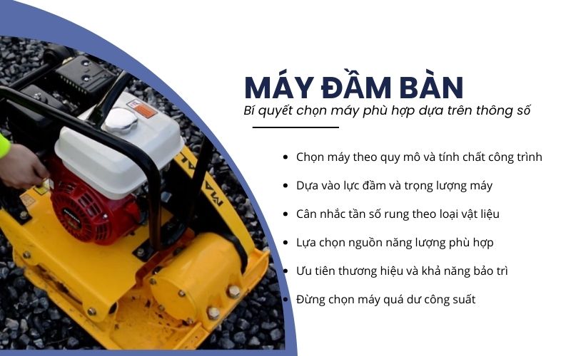 Bí quyết chọn máy đầm bàn phù hợp dựa trên thông số 