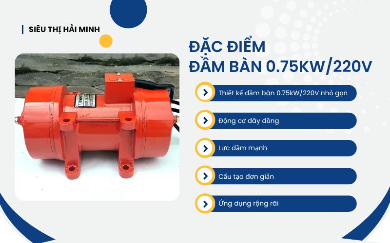 Đặc điểm nổi trội của đầm bàn 0.75kW/220V
