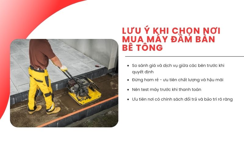 Lưu ý khi chọn nơi mua máy đầm bàn bê tông
