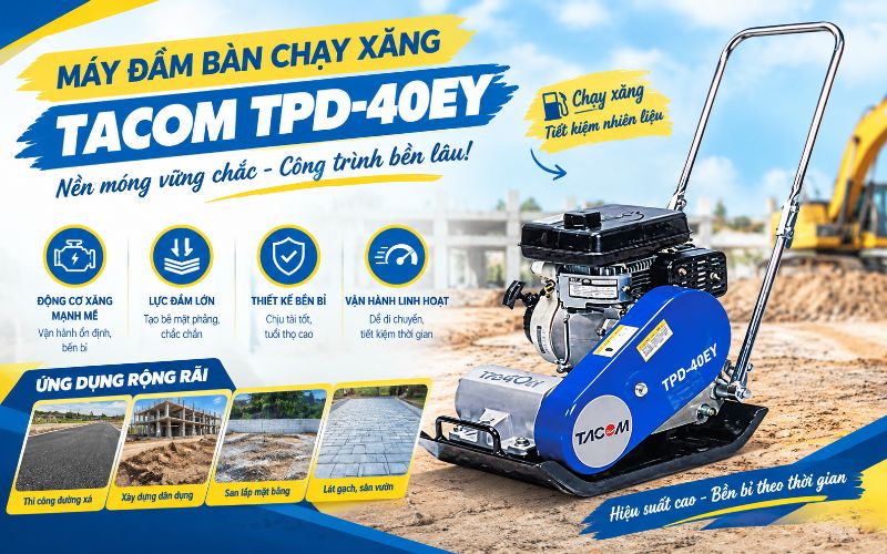 Máy đầm bàn chạy xăng Tacom TPD-40EY