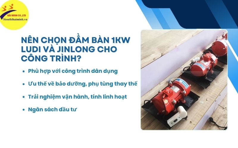 Nên chọn đầm bàn 1kW Ludi và Jinlong cho công trình?
