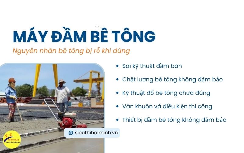 Nguyên nhân bê tông bị rỗ khi dùng máy đầm bê tông