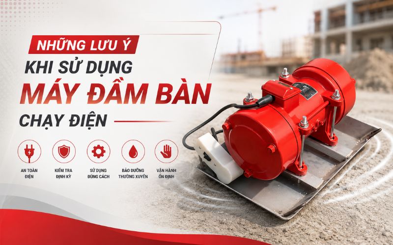 Những lưu ý khi sử dụng máy đầm bàn chạy điện