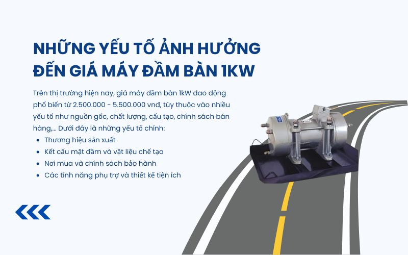 Những yếu tố ảnh hưởng đến giá máy đầm bàn 1kW