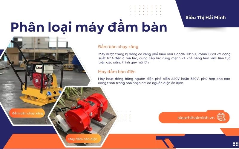 Phân loại máy đầm bàn phổ biến