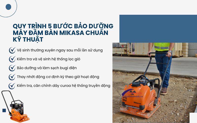 Quy trình 5 bước bảo dưỡng máy đầm bàn Mikasa chuẩn kỹ thuật