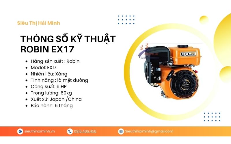 Thông số kỹ thuật Robin EX17