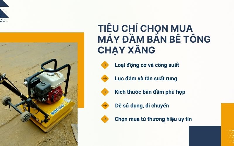 Tiêu chí chọn mua máy đầm bàn bê tông chạy xăng