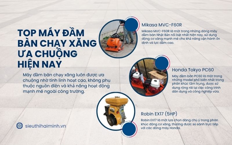 Top máy đầm bàn chạy xăng ưa chuộng hiện nay