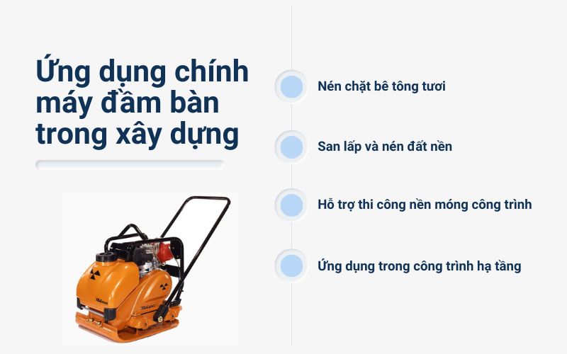 Ứng dụng chính của máy đầm bàn trong xây dựng