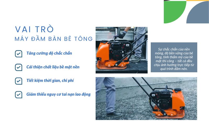 Vai trò quan trọng của máy đầm bàn bê tông trong xây dựng 