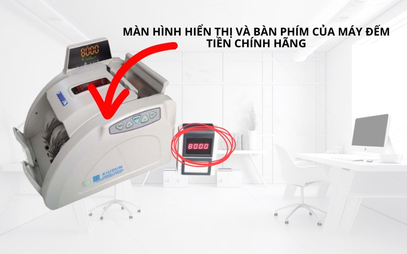 Màn hình hiển thị và bàn phím của máy đếm tiền