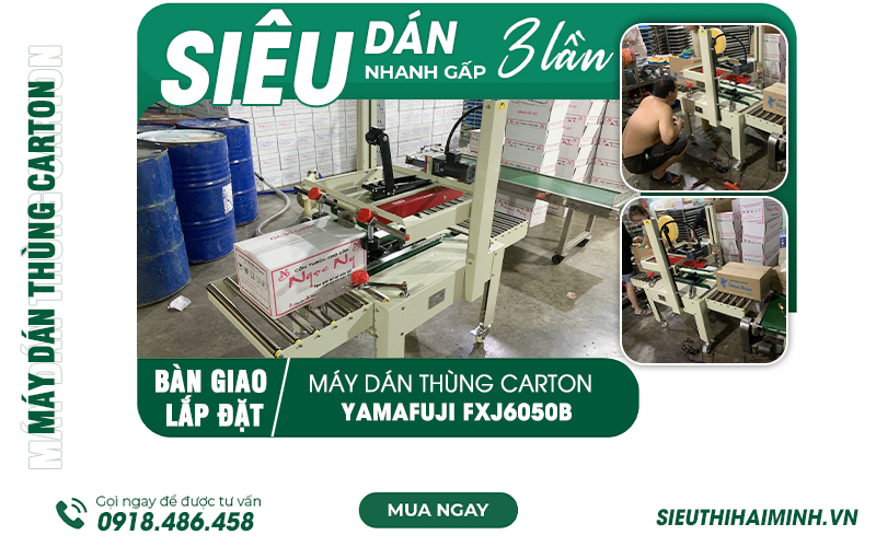 bàn giao Máy dán thùng Carton Yamafuji FXJ6050B