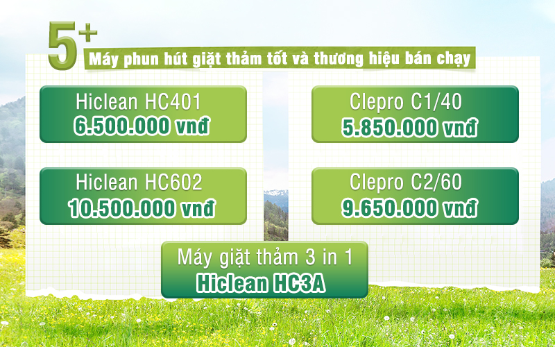 5+ máy phun hút giặt thảm tốt và thương hiệu bán chạy