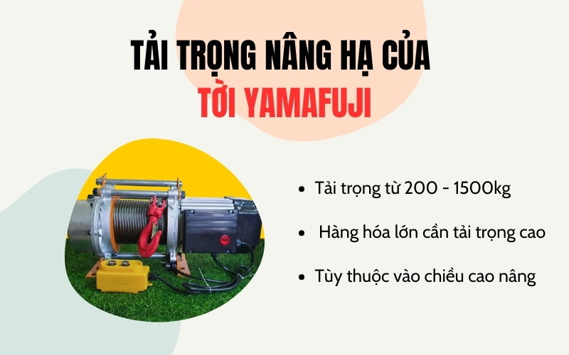 Tải trọng nâng hạ của tời Yamafuji