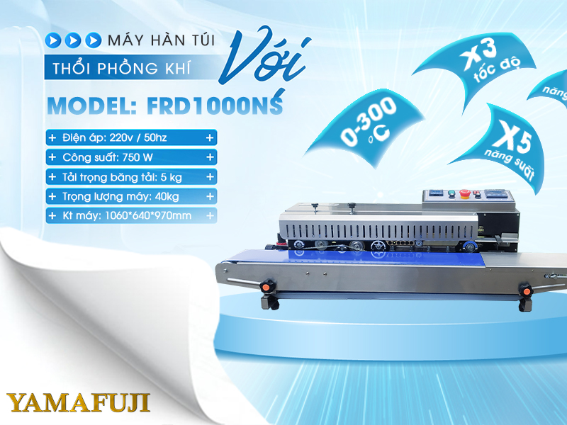 Thông số kỹ thuật máy hàn túi đa năng hàn thổi in date Yamafuji FRD1000NS (inox)