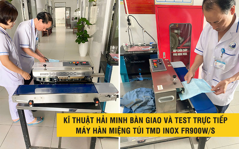 kĩ thuật giao máy Máy hàn miệng túi TMD inox FR900WS