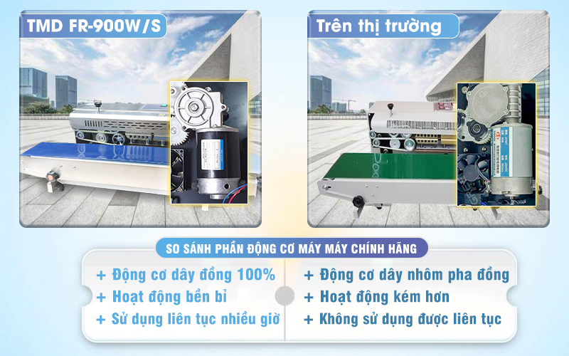so sánh động cơ  máy hàn túi TMD FR900WS