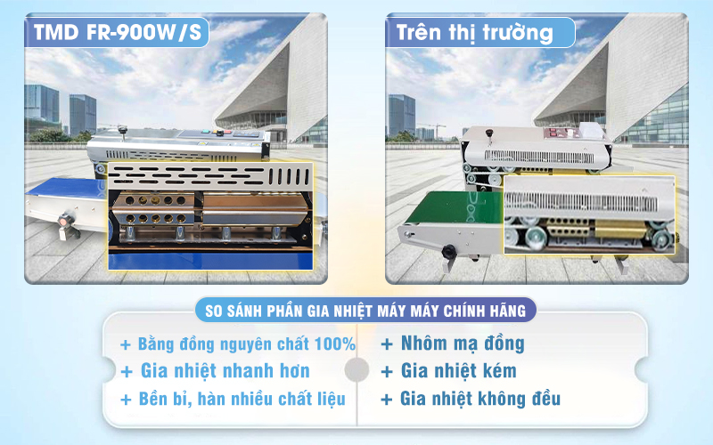 so sánh phần gia nhiệt máy hàn túi TMD FR900WS
