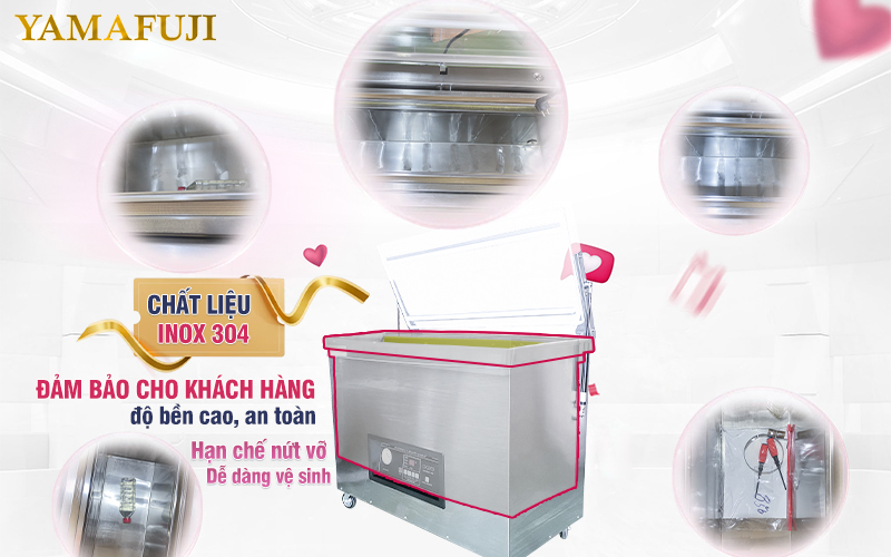 Buồng hút thiết kế chất liệu inox 304 máy hút chân không dz-8502E new