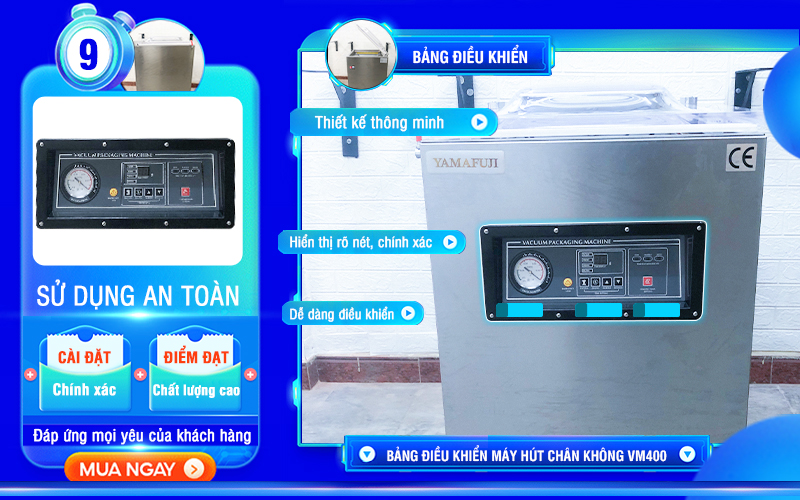 bảng điều khiển Máy hút chân không Yamafuji VM400CB (inox 304)