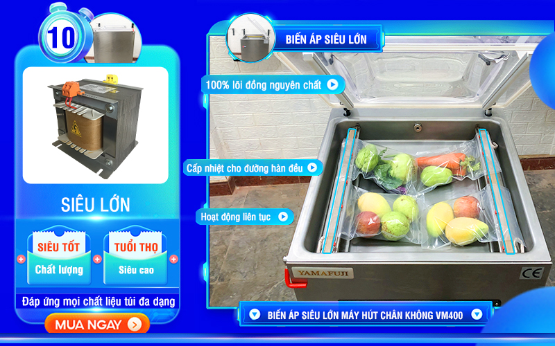 biến áp Máy hút chân không Yamafuji VM400CB (inox 304)