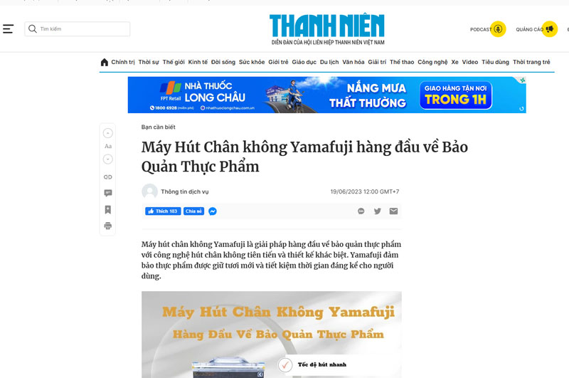 Máy hút chân không Yamafuji được nhiều trang báo uy tín nhắc đến