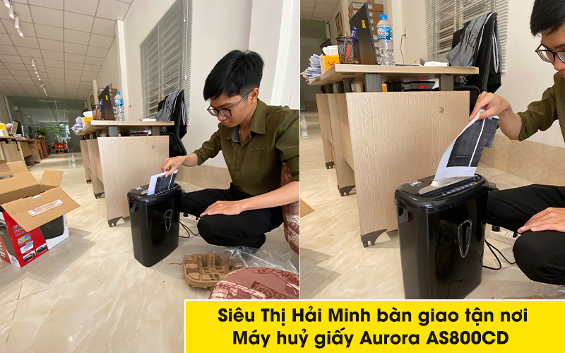 bàn giao Máy huỷ giấy Aurora AS800CD