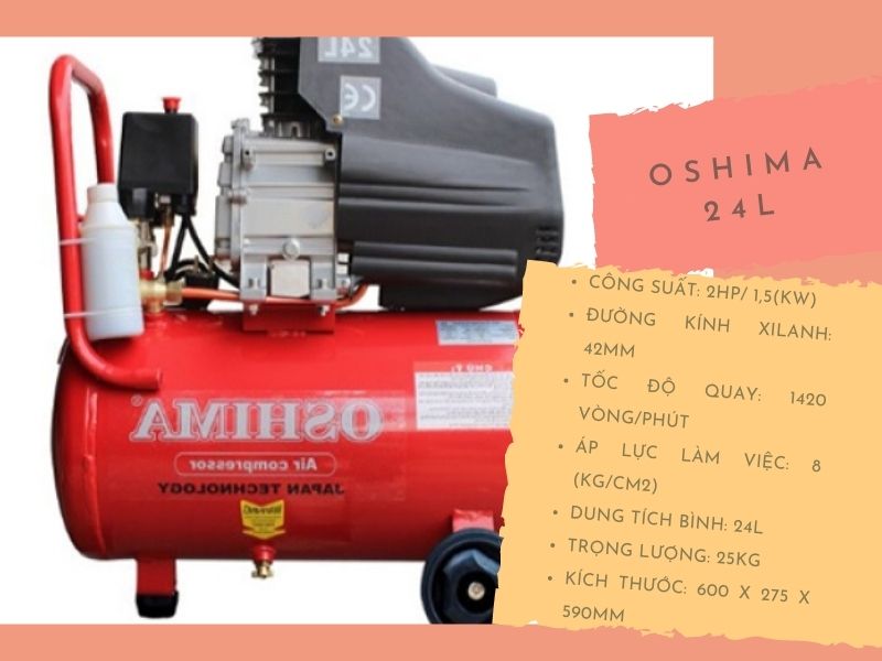 Đặc điểm của máy bơm khí nén Oshima 24L