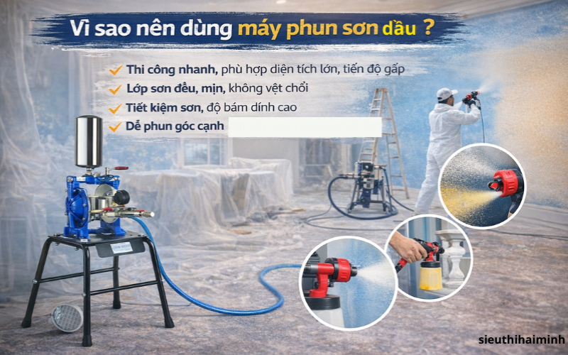 Vì sao nên dùng máy phun sơn dầu?