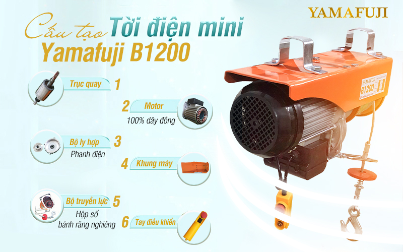 cấu tạo Máy tời điện mini Yamafuji B1200