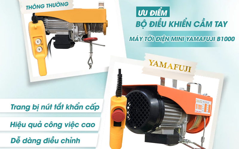 ưu điểm tay cầm  Máy tời điện mini Yamafuji B1000