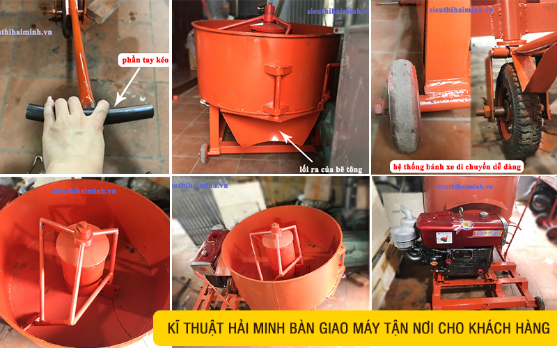 Máy trộn bê tông HM350 lắp động cơ chạy dầu D15