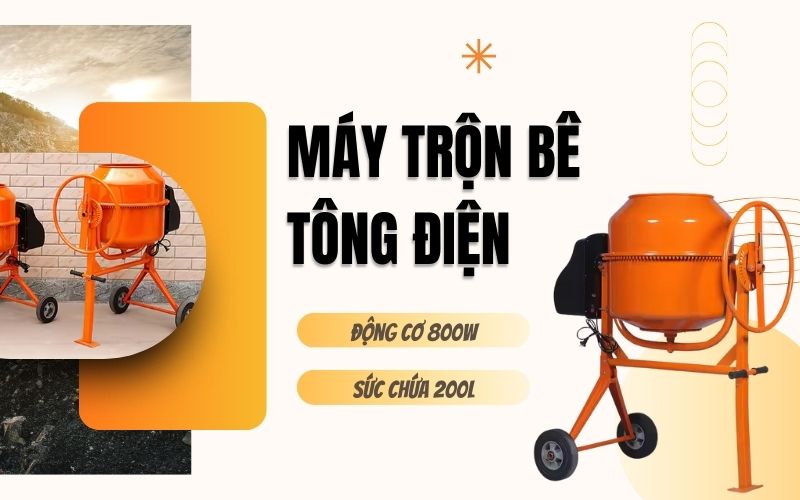 Máy trộn bê tông điện 200L 800W