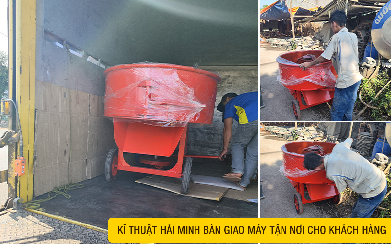 kĩ thuật hm bàn giao Máy trộn bê tông HM350 lắp động cơ chạy dầu D15