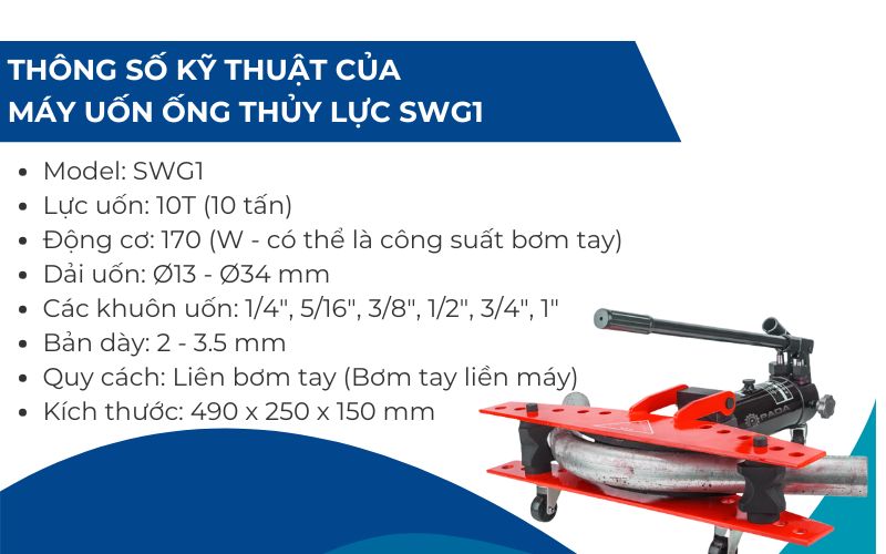 Thông số kỹ thuật máy uốn ống thủy lực SWG1