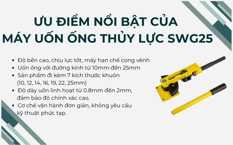 Ưu điểm nổi bật của máy uốn ống thủy lực SWG25