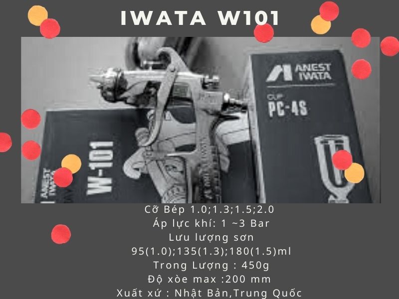 Thông số kỹ thuật của súng phun sơn cốc Iwata W101