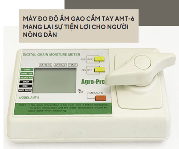 Máy đo độ ẩm gạo cầm tay AMT-6 mang lại sự tiện lợi cho người nông dân