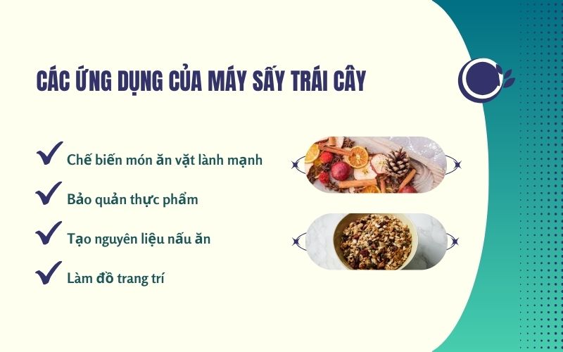 Các ứng dụng của máy sấy trái cây