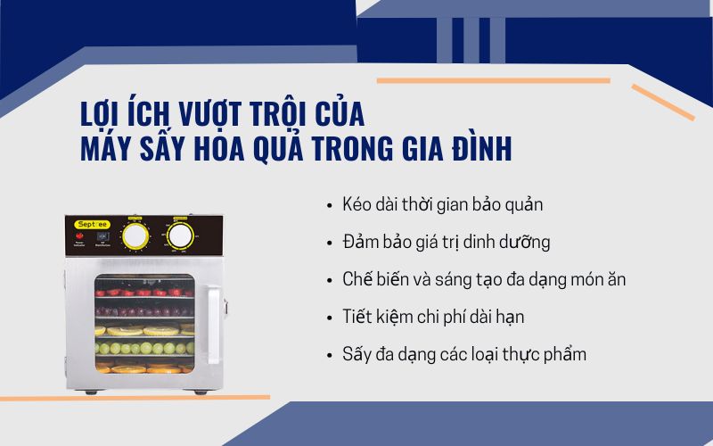 Lợi ích vượt trội của máy sấy hoa quả