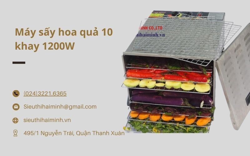 Máy sấy hoa quả 10 khay 1200W (Sấy nhiệt)