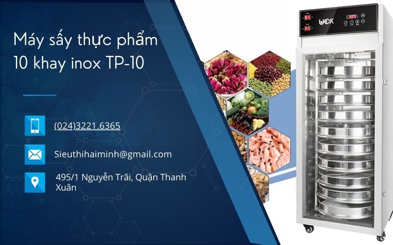 Máy sấy thực phẩm 10 khay inox TP-10 (Trục xoay)
