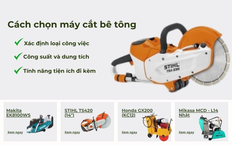 Bật mí cách chọn máy cắt bê tông tối ưu