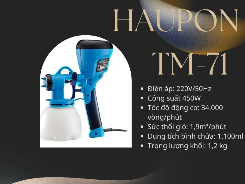 thông số kỹ thuật máy phun sơn Haupon TM71