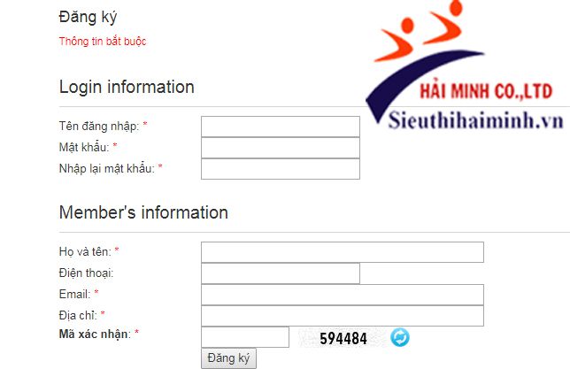 Form đăng ký thành viên Siêu thị Hải Minh